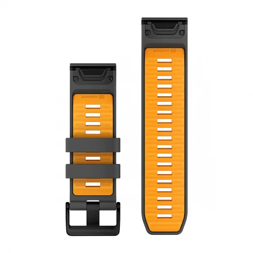Garmin QuickFit 26 Watch Bands Silicone - Graphite/Spark Orange (010-13393-05)