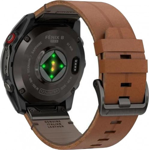 Garmin Fenix 8 Pro 51mm AMOLED Carbon Gray DLC Titanium with Chestnut Leather Band (010-03199-40)