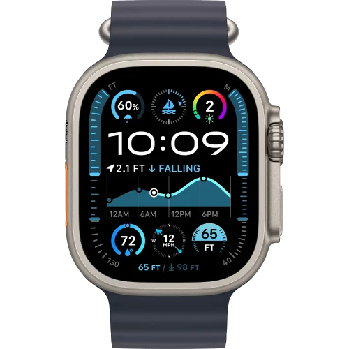 Apple Watch Ultra 3 GPS + Cellular 49mm Natural Titanium Case with Navy Ocean Band (MF1V4+MXTH3)