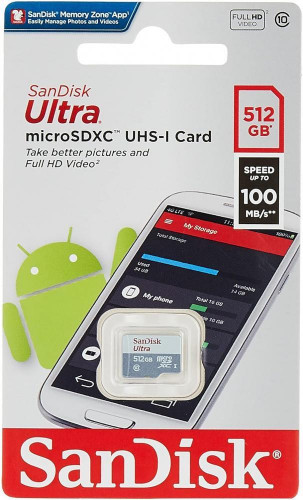 SanDisk 512 GB microSDXC UHS-I U1 V30 A2 Ultra (SDSQUNR-512G-GN3MN)