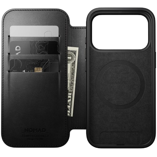 Чехол-книжка (кожаный) Apple iPhone 17 Pro Max NOMAD Horween® Modern Leather Folio Black