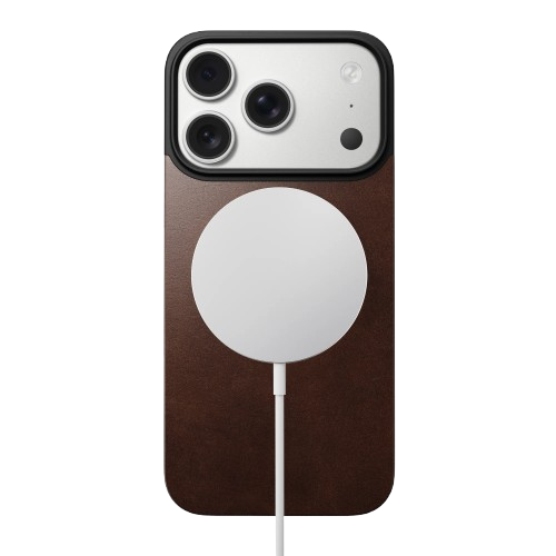 Чохол-накладка (шкіряний) Apple iPhone 17 Pro NOMAD Magnetic Leather Back Rustic Brown
