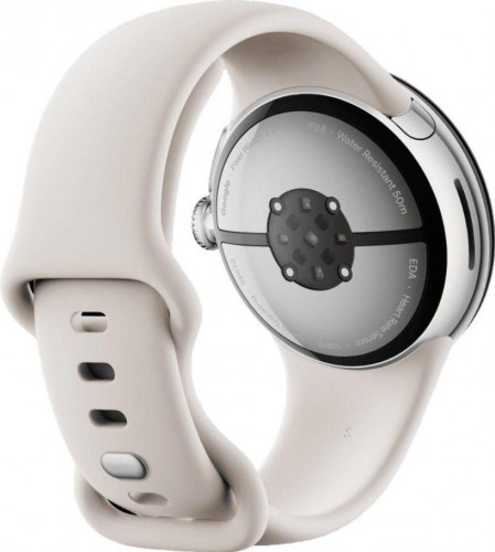 Google Pixel Watch 3 41 mm Wi-Fi Polished Silver Aluminum Case/Porcelain Active Band