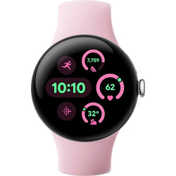 Google Pixel Watch 3 41 mm LTE Polished Silver Aluminum Case/Rose Quartz Active Band