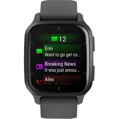Garmin Venu Sq 2 Slate Aluminum Bezel with Shadow Gray Case and Silicone Band (010-02701-00/10)