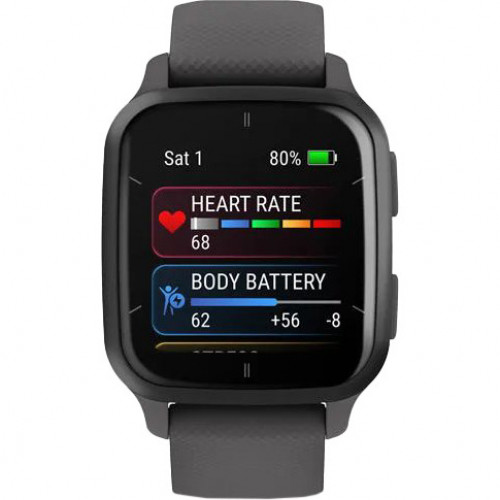 Garmin Venu Sq 2 Slate Aluminum Bezel with Shadow Gray Case and Silicone Band (010-02701-00/10)