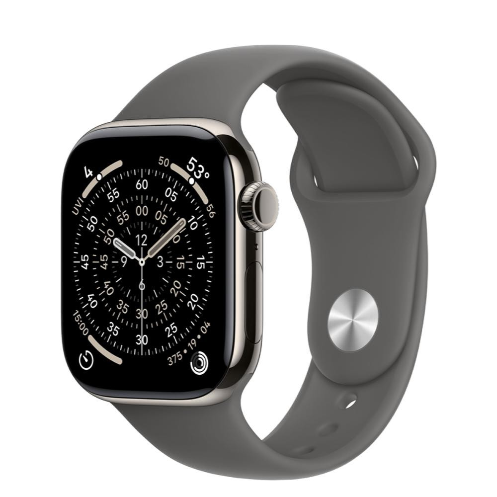 Apple Watch Series 11 GPS + Cellular 42mm Natural Tit. Case w. Stone Gray Sport Band - S/M (MF8M4)