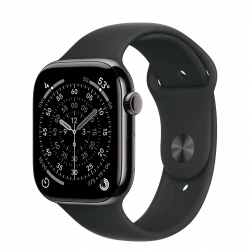 Apple Watch Series 11 GPS + Cellular 46mm Slate Tit. Case w. Black S. Band - S/M (MFD14)