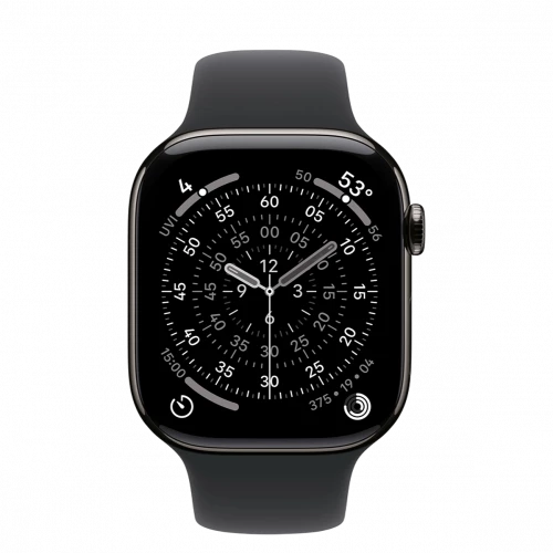 Apple Watch Series 11 GPS + Cellular 46mm Slate Tit. Case w. Black S. Band - S/M (MFD14)