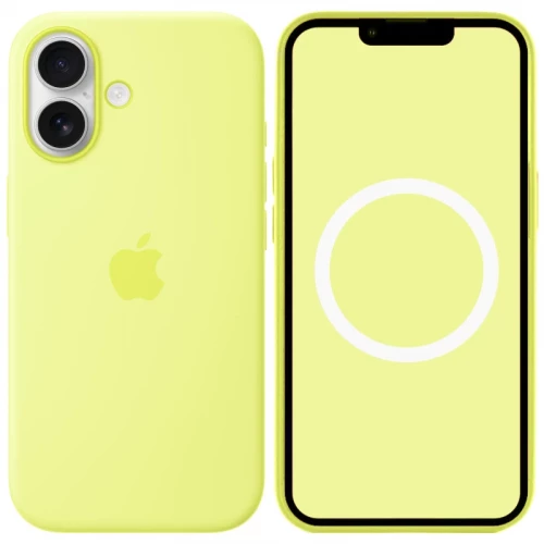 Чохол-накладка (силіконовий) для iPhone 17 Silicone Case High Copy with MagSafe & Button Anchor Neon Yellow