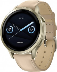 Garmin Venu 4 41 mm Lunar Gold with Light Sand Leather Band (010-03013-03)