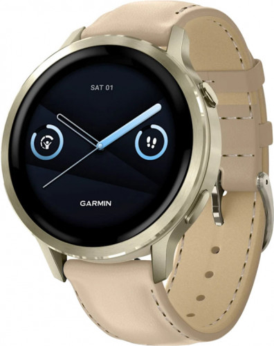 Garmin Venu 4 41 mm Lunar Gold with Light Sand Leather Band (010-03013-03)