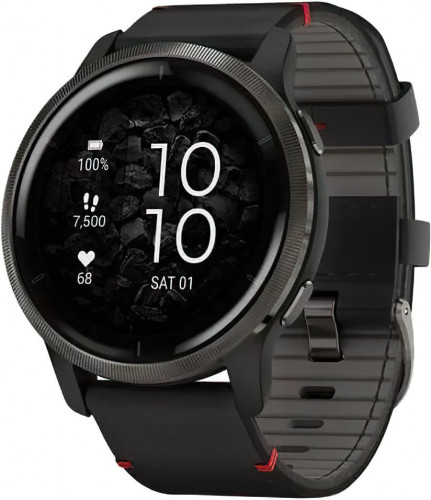 Garmin Venu 2 Slate with Black Leather Band (010-02430-21)