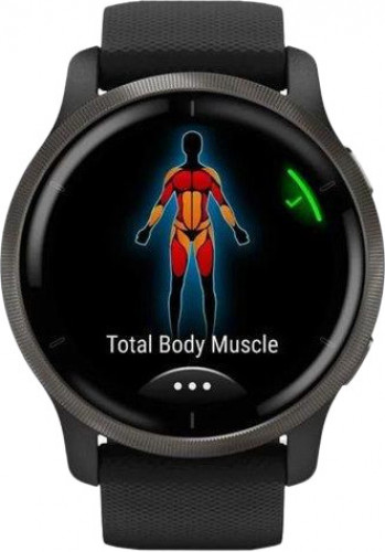 Garmin Venu 2 Slate with Black Leather Band (010-02430-21)