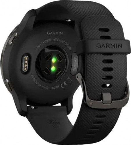 Garmin Venu 2 Slate with Black Leather Band (010-02430-21)