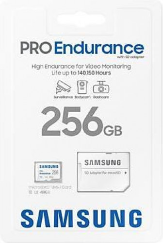 Samsung 256 GB microSDXC Class 10 UHS-I U3 V30 Pro Endurance + SD adapter MB-MJ256KA