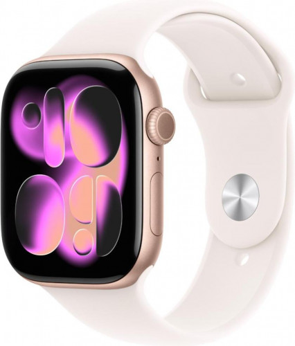 Apple Watch Series 11 GPS + Cellular 46mm Rose Gold Alu. Case w. Light Blush Sport Band - S/M (MFCG4)