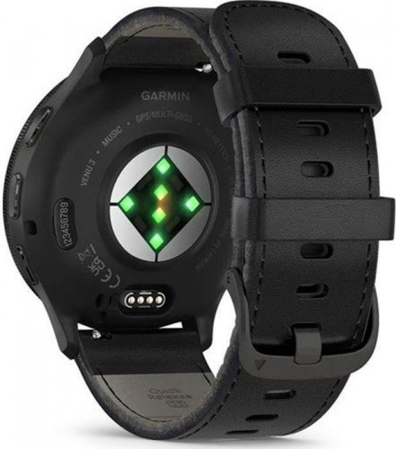 Garmin Venu 3 Slate S. Steel Bezel w. Black Case and Leather Band (010-02784-52/02)
