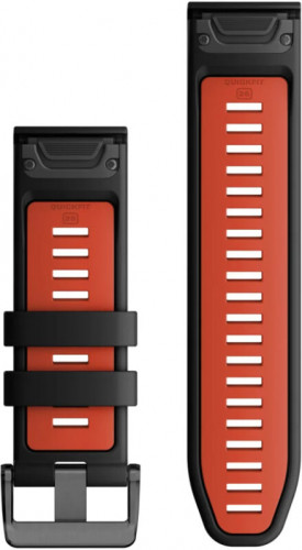 Garmin QuickFit 26 Watch Bands Silicone - Black/Flame Red (010-13281-06)