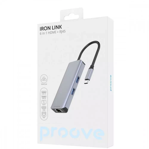 Proove Iron Link 6 in 1 2xUSB3.0 + SD/TF + RJ45 + HDMI (HBI700010004)