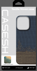 Чехол-накладка (пластиковый) Apple iPhone 17 Pro CaseSH Tactile Woven Magnetic Metal Frame Blue/Brown (S10)