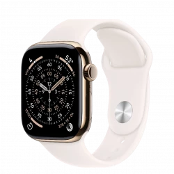 Apple Watch Series 11 GPS + Cellular 42mm Gold Titanium Case w. Light Blush Sport Band - M/L (MF8X4)