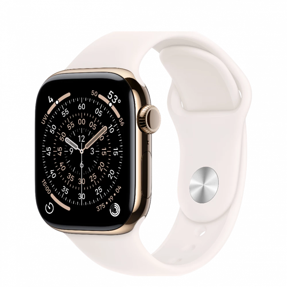 Apple Watch Series 11 GPS + Cellular 42mm Gold Titanium Case w. Light Blush Sport Band - M/L (MF8X4)