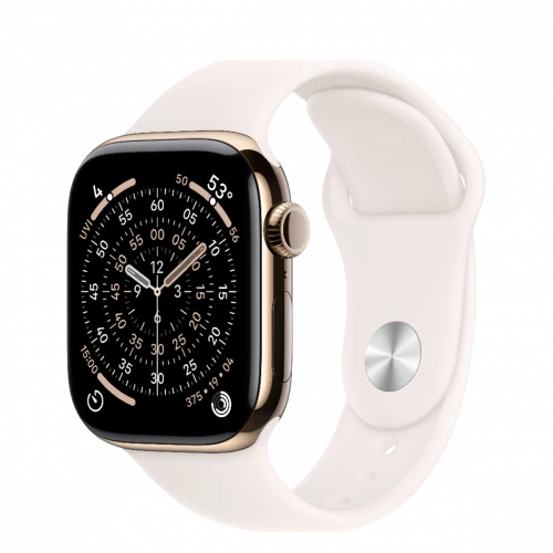 Apple Watch Series 11 GPS + Cellular 42mm Gold Titanium Case w. Light Blush Sport Band - M/L (MF8X4)