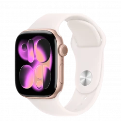 Apple Watch Series 11 GPS + Cellular 42mm Rose Gold Alu. Case w. Light Blush Sport Band - S/M (MF8E4) (Сниженная цена, коробка с небольшими повреждениями)