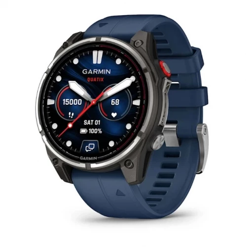 Garmin Fenix 8 Pro 47 mm AMOLED Marine GPS Titanium with Blue Silicone Band (010-03198-50)