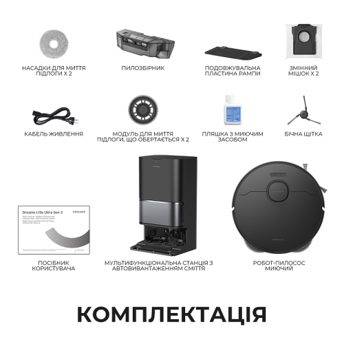 Робот-пылесос с функцией влажной уборки Dreame Bot L10s Ultra Gen 3 Black (RLL53SE-BL)