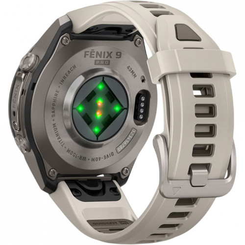 Garmin Fenix 9 Pro inReach 43mm Titanium with Fog Gray/Dark Sandstone Silicone Band (010-04335-80/81)