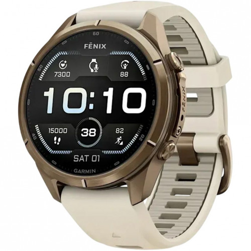 Garmin Fenix 9 Pro 43mm Autumn Gold Titanium with Cream/French Gray Silicone Band (010-04335-25/26)