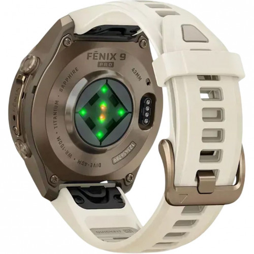 Garmin Fenix 9 Pro 43mm Autumn Gold Titanium with Cream/French Gray Silicone Band (010-04335-25/26)