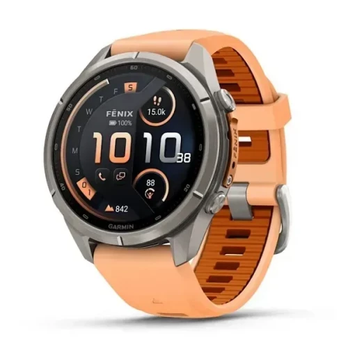 Garmin Fenix 9 Pro inReach 43mm Titanium with Shell Pink/Autumn Orange Silicone Band (010-04335-00/01)