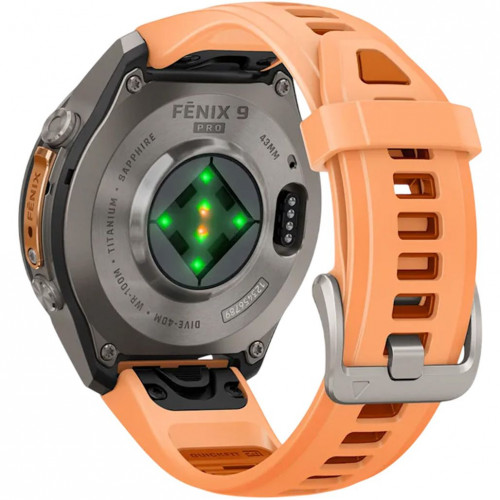 Garmin Fenix 9 Pro 43mm Titanium with Shell Pink/Autumn Orange Silicone Band (010-04335-05/06)