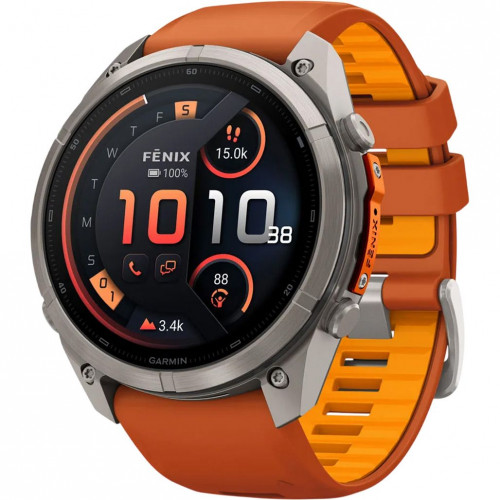 Garmin Fenix 9 Pro inReach 51mm Titanium with Autumn Orange/Spark Orange Silicone Band (010-04337-00/01)