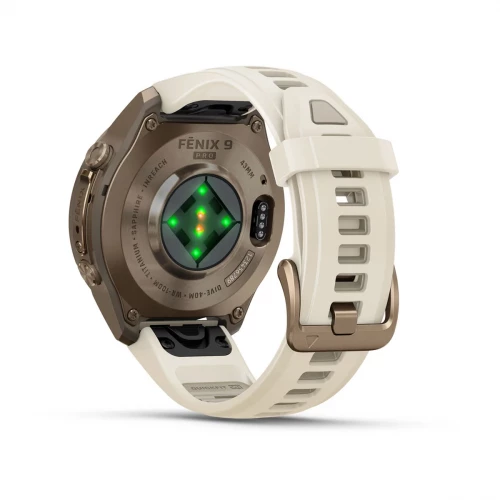 Garmin Fenix 9 Pro inReach 43mm Autumn Gold Titanium with Cream/French Gray Silicone Band (010-04335-20/21)