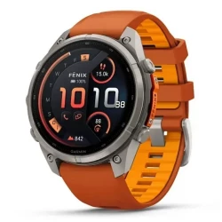 Garmin Fenix 9 Pro inReach 47mm Titanium with Autumn Orange/Spark Orange Silicone Band (010-04336-00/01)