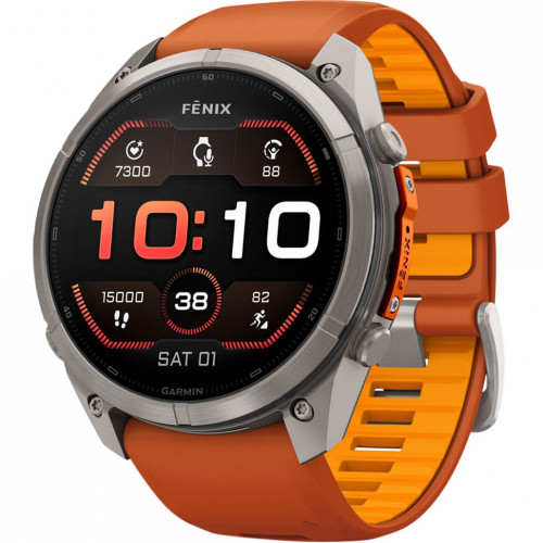 Garmin Fenix 9 Pro 51mm Titanium with Autumn Orange/Spark Orange Silicone Band (010-04337-05/06)