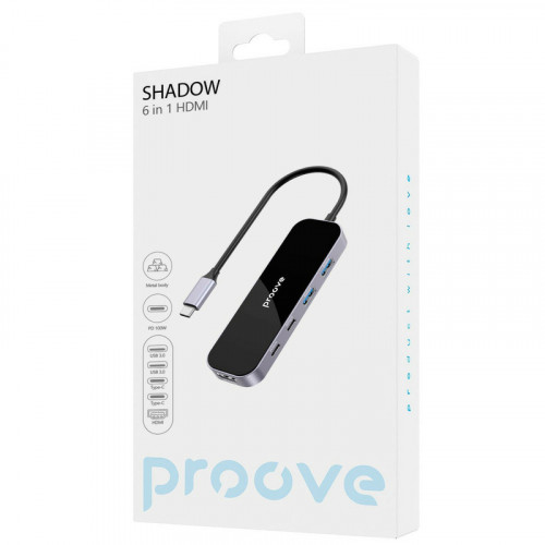 Proove Shadow 2xUSB3.0 + Type-C + PD100W + HDMI Dark Gray (HBSW10221205)
