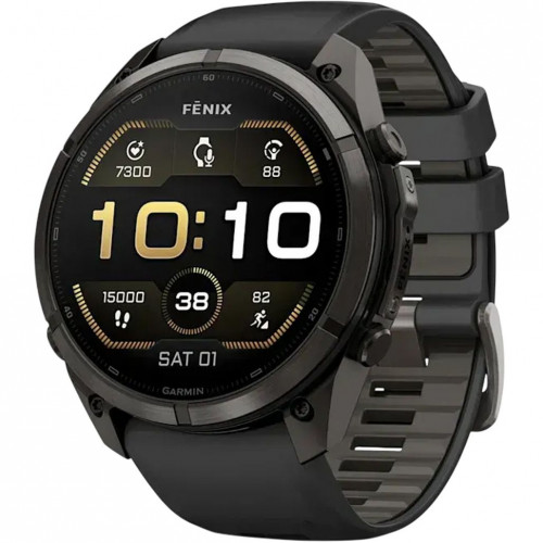 Garmin Fenix 9 Pro 51mm Carbon Gray DLC Titanium with Black/Pebble Gray Silicone Band (010-04337-15/16)
