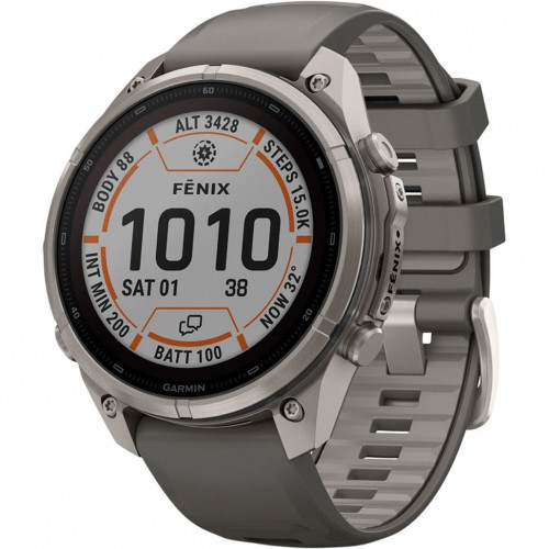 Garmin Fenix 9 Pro inReach Solar 47mm Titanium with Pebble Gray/Silver Gray Silicone Band (010-04338-00/01)