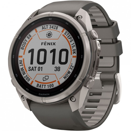Garmin Fenix 9 Pro inReach Solar 51mm Titanium with Pebble Gray/Silver Gray Silicone Band (010-04339-00/01)