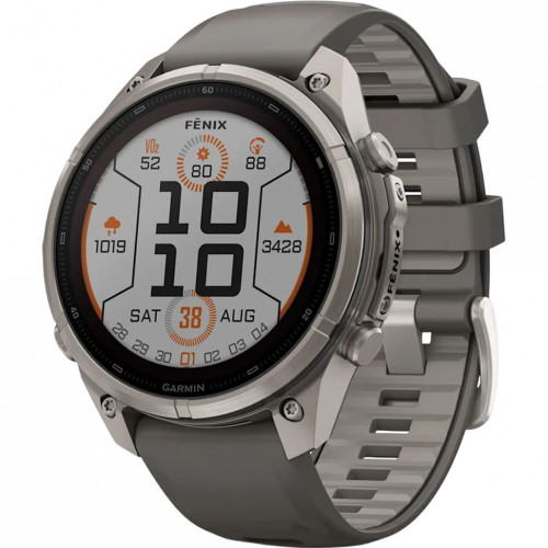 Garmin Fenix 9 Pro Solar 47mm Titanium with Pebble Gray/Silver Gray Silicone Band (010-04338-05/06)