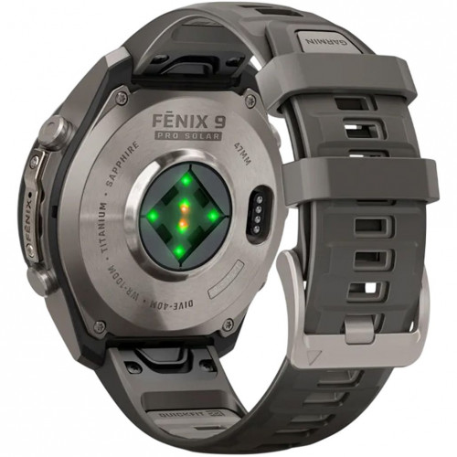 Garmin Fenix 9 Pro Solar 47mm Titanium with Pebble Gray/Silver Gray Silicone Band (010-04338-05/06)