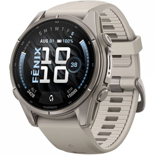 Garmin Fenix 9 43mm Titanium with Fog Gray Silicone Band (010-04761-00/01)
