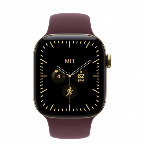 Apple Watch Series 12 GPS + Cellular 42mm Radiant Gold Titanium Case with Burgundy Sport Band S/M (MJGJ4)