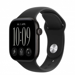 Apple Watch Series 12 GPS + Cellular 42mm Black Aluminum Case with Black Sport Band M/L (MJG14)