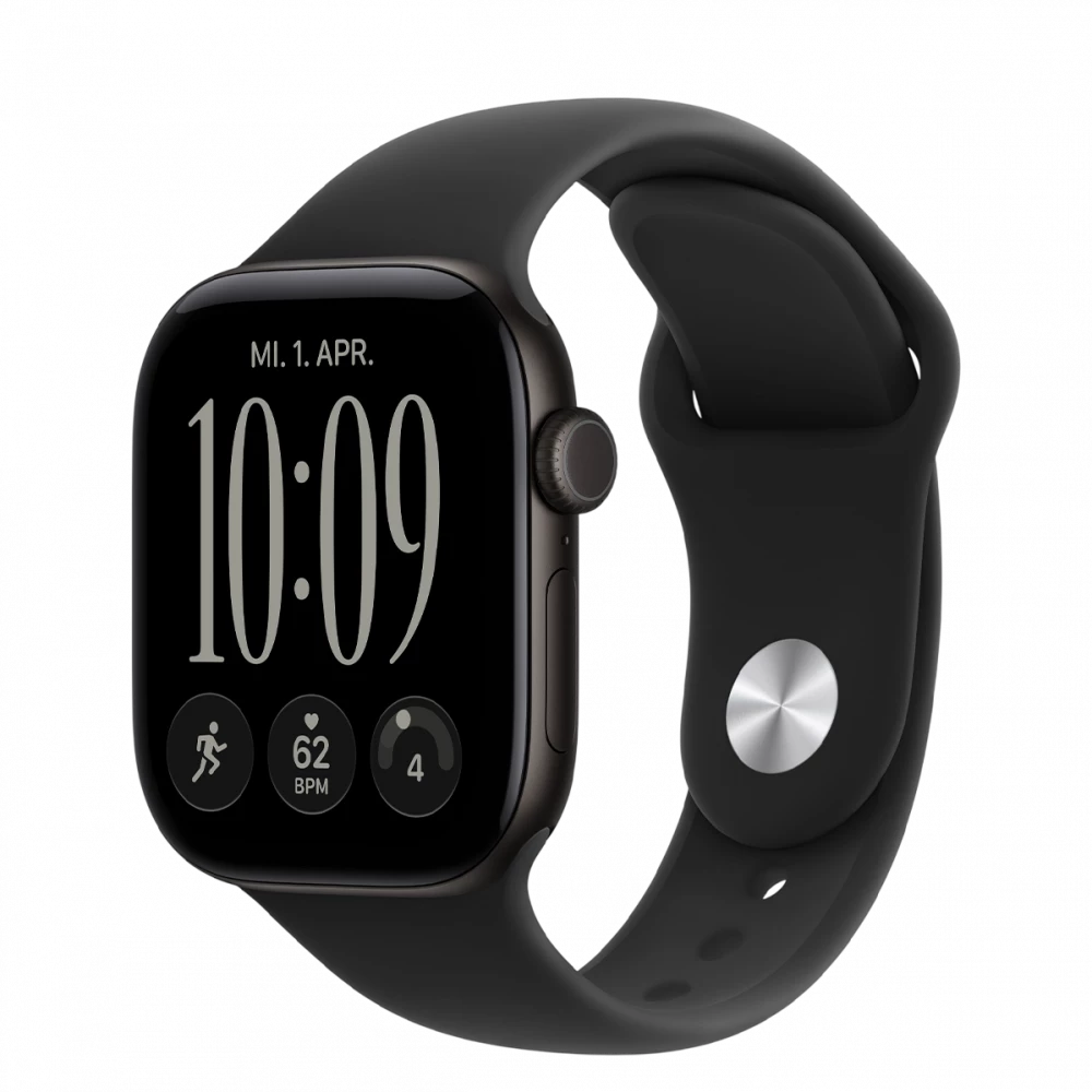 Apple Watch Series 12 GPS + Cellular 42mm Black Aluminum Case with Black Sport Band S/M (MJG04)
